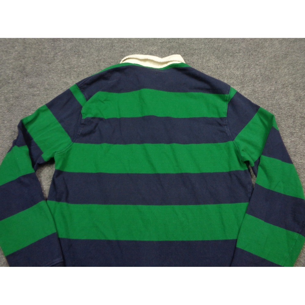 Vintage J.Crew Rugby Shirt Mens M Navy Green Striped Long Sleeve Preppy Polo - Picture 5 of 10
